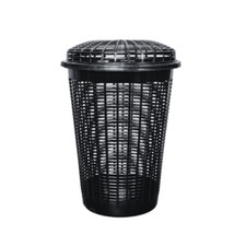 Circular Plastic Laundry Bin Linen Washing Basket Storage Hamper With Lid 50 LTR