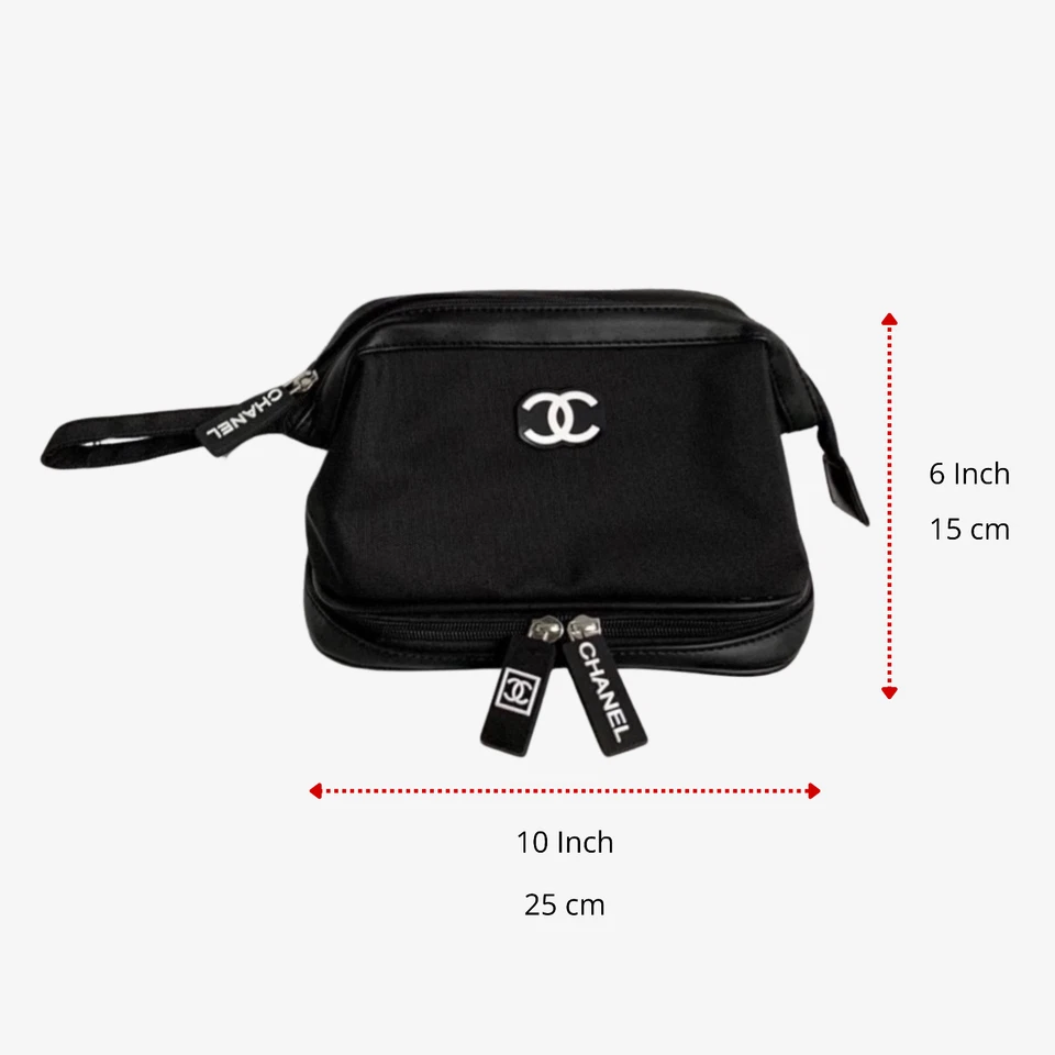 Bolso de Mano Cosmético Negro Brillante Estilo Chanel - VENDEDOR DE EE. UU. Foto 2 de 4