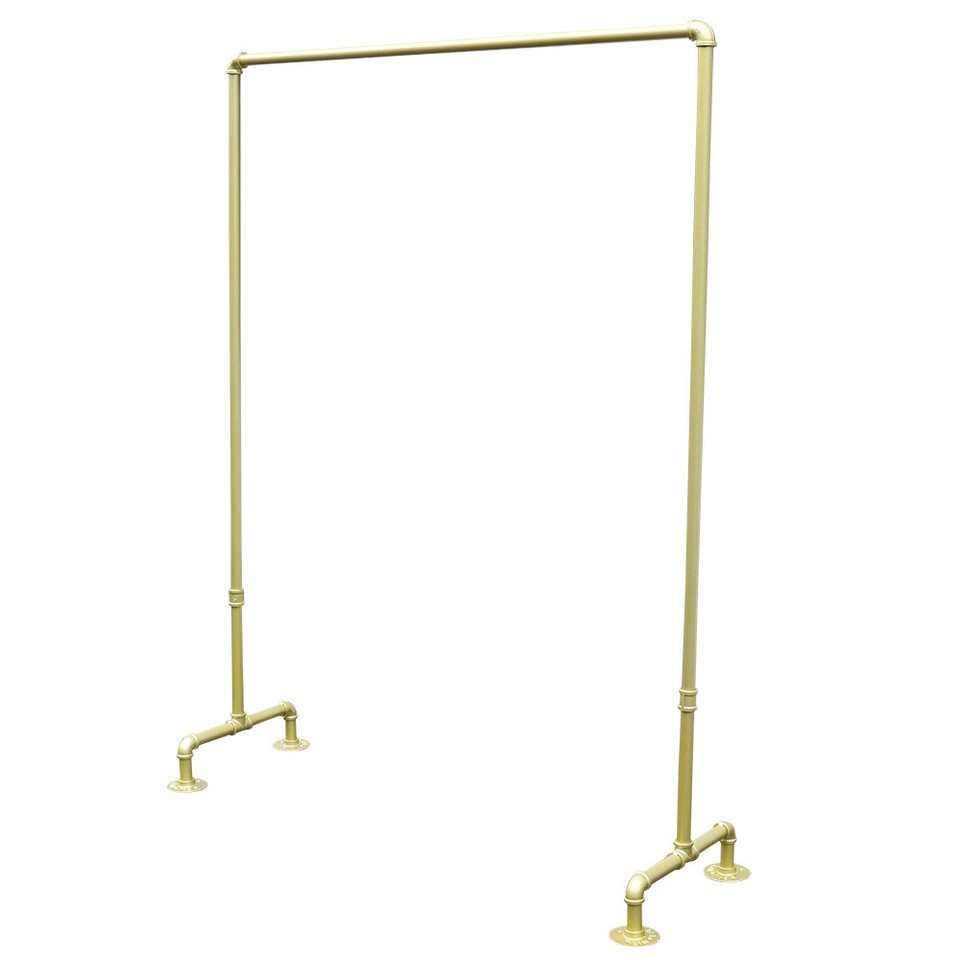 59" Gold Garment Rack Single Bar Clothes Hanger Stand Metal Pipe