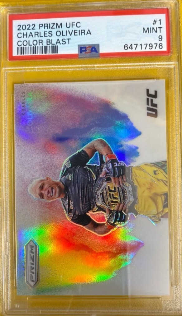 2022 Panini Prizm UFC Color Blast #1 Charles Oliveira PSA 9. BEAUTIFUL CARD !!!!
