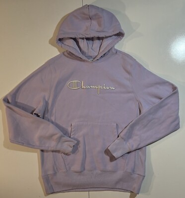 VTG Champion Hoodie Sz M Lilac Purple Pullover Reverse Weave - Main Image