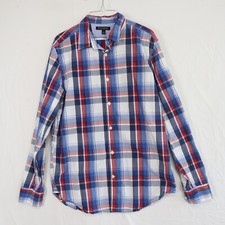 Banana Republic Shirt Mens Large Tailored Slim Fit Button Up Plaid Long Sleeve