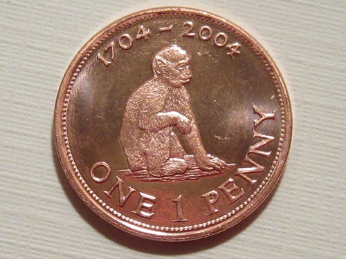 2004 Gibraltar Coin copper MONKEY Uncirculated beauty 300th annivers ebayship