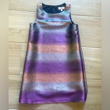 GB Girls Rainbow Striped Glitter Sleeveless Dress M