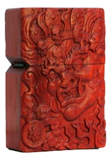 Natural Rosewood Carved Mahakala Lighter Box For Zippo Insert Kit(Case Only)