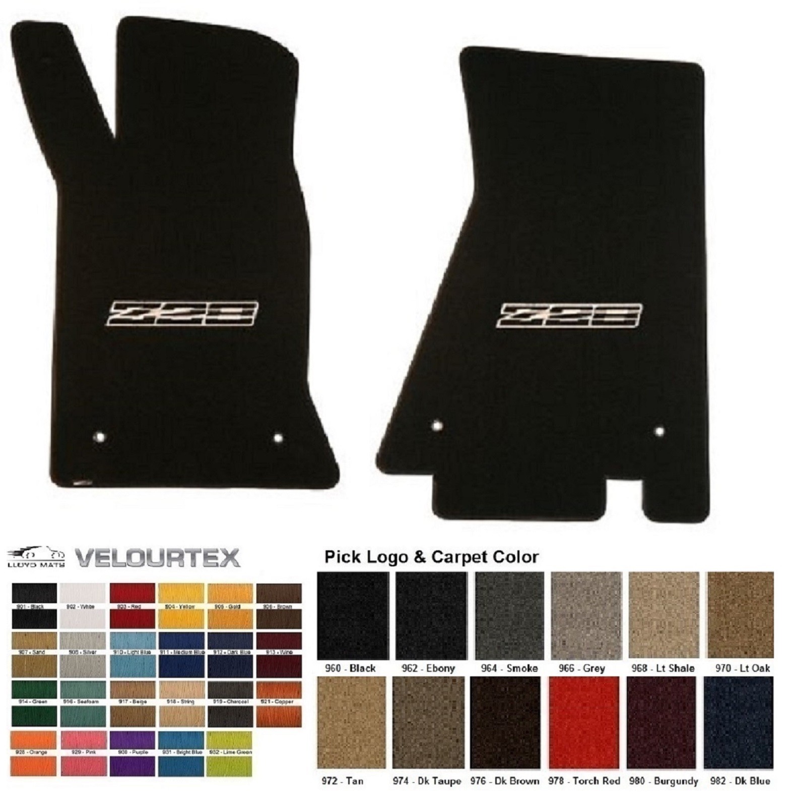 Lloyd Mats Velourtex Camaro Z28 Custom Embroidered Front Floor Mats (19821992) eBay
