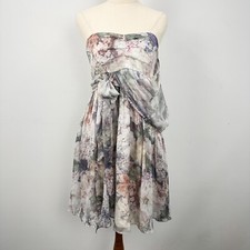 FOREVER NEW Size 10 Silk Floral Dress Strapless Mini Pastel Cocktail Formal