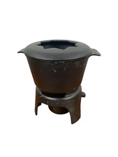 Vintage Dansk Black Cast Iron Fondue Heavy No Picks