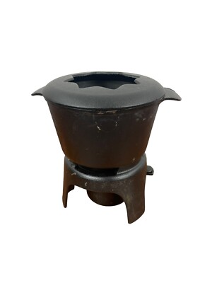 Vintage Dansk Black Cast Iron Fondue Heavy No Picks