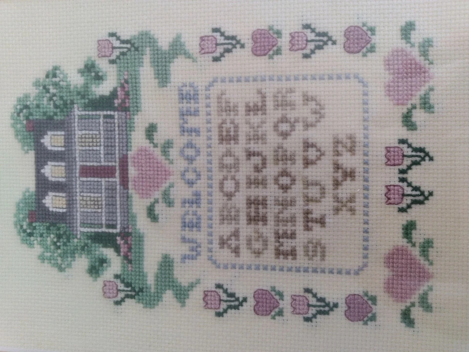  Alphabet Sampler Counted Cross Stitch Pattern flowers hearts welcome 10" x 12" - Image 3 of 3