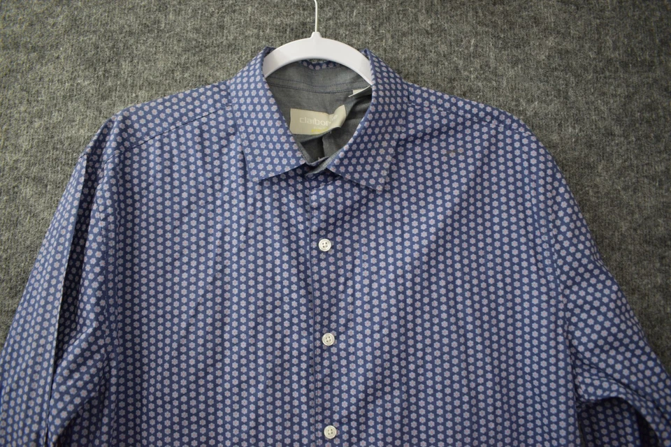 Camisa Claiborne Elastizada Calce Ajustado Abotonada Grande Púrpura Algodón Manga Larga Para Hombres Foto 2 de 4