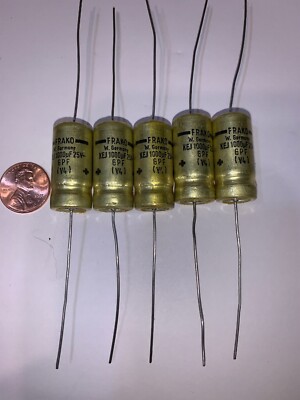 FRAKO 25 Volt  KEJ 1000uF  Electrolytic Cap s  Axial  GPF (V4) NOS Quantity of 5