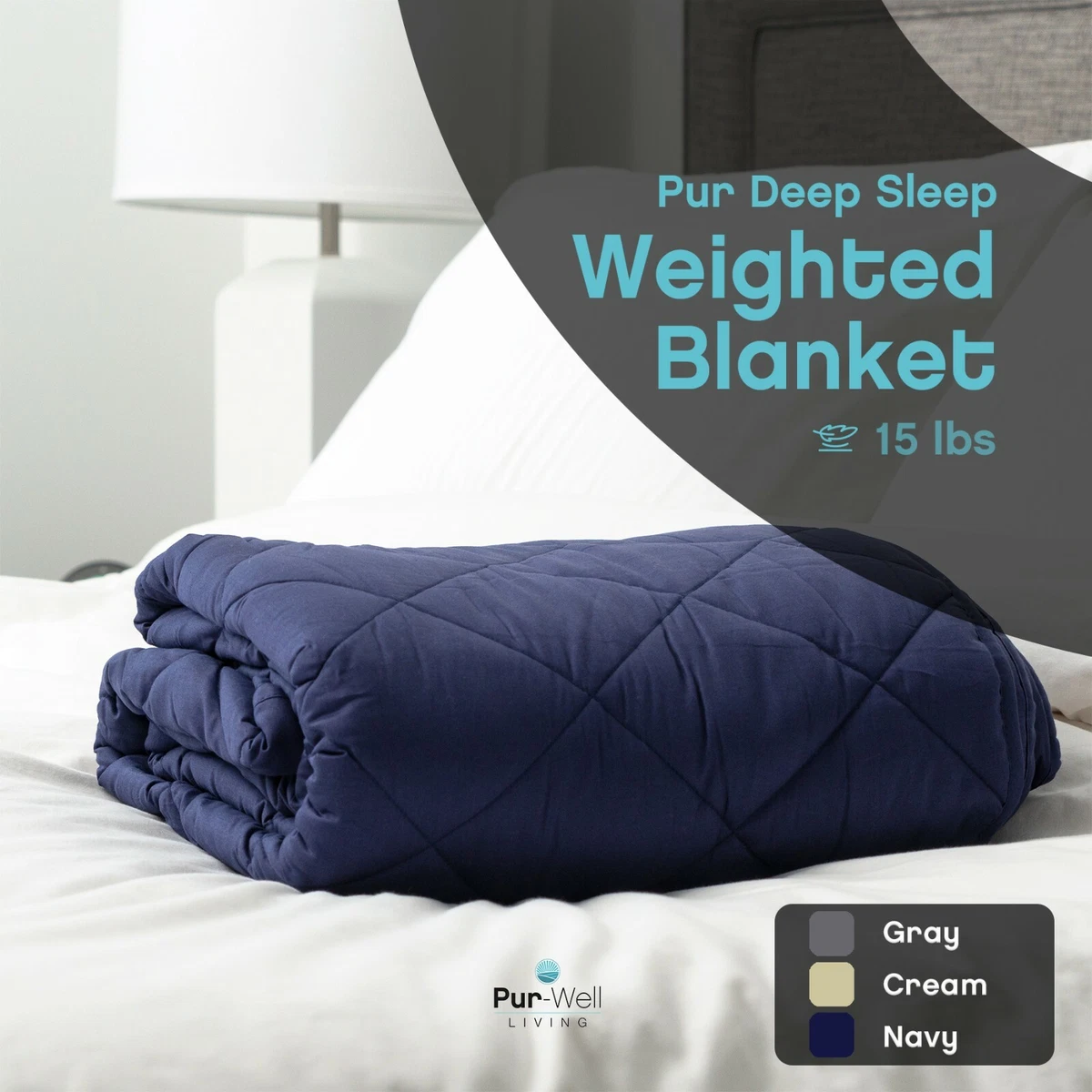 Pur Well Living Relaxing New Sustainable Pur Plush Weighted Blanket 15 lb 20 lb