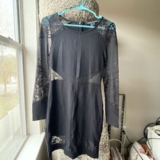 French Connection Black Body Con Lace Dress Size 8