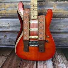 Orange Blossom Special 60s 70s style Floral Guitar Strap with Brass Details