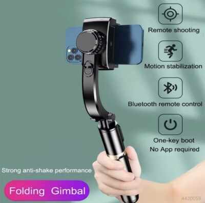 Tripod Gimbal Stabilizer, Folding Selfie Stick with Bluetooth