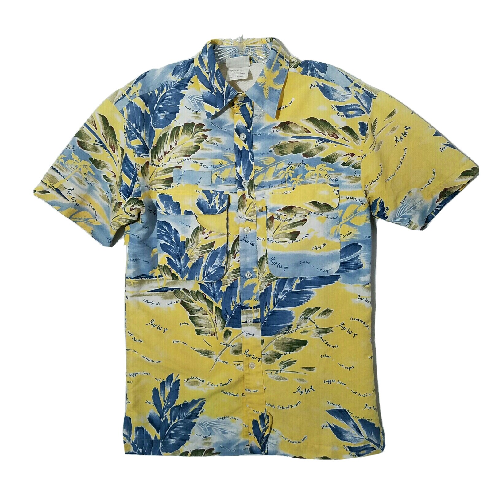 CINTAS Fishing Shirt Mens S Small Button Up Vented Tradewinds Yellow