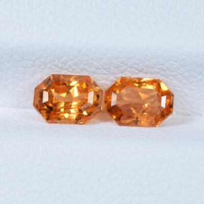 1.33 Cts Best Luster Fanta Orange Natural Mandarin Garnet Fancy Octagon Pair..!!