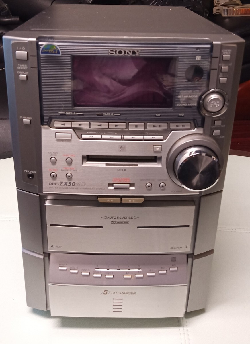 SONY DHC-ZX50MD-MINIDISC, 5 CD CHANGER, DUAL CASSETTE, AM