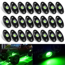 Green 24 Pods LED Rock Lights For Jeep Offroad Boat Truck UTV ATV Underbody Lamp