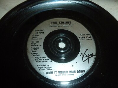 PHIL COLLINS - I Wish It Would Rain Down - 1990 7'' 2-track Vinyl Single