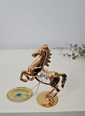 Crystal Temptations Rearing Horse Ornament 24K Gold Plated Spectra Crystals