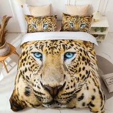 Set copripiumino trapuntato semplice motivo leopardato 3D lenzuola