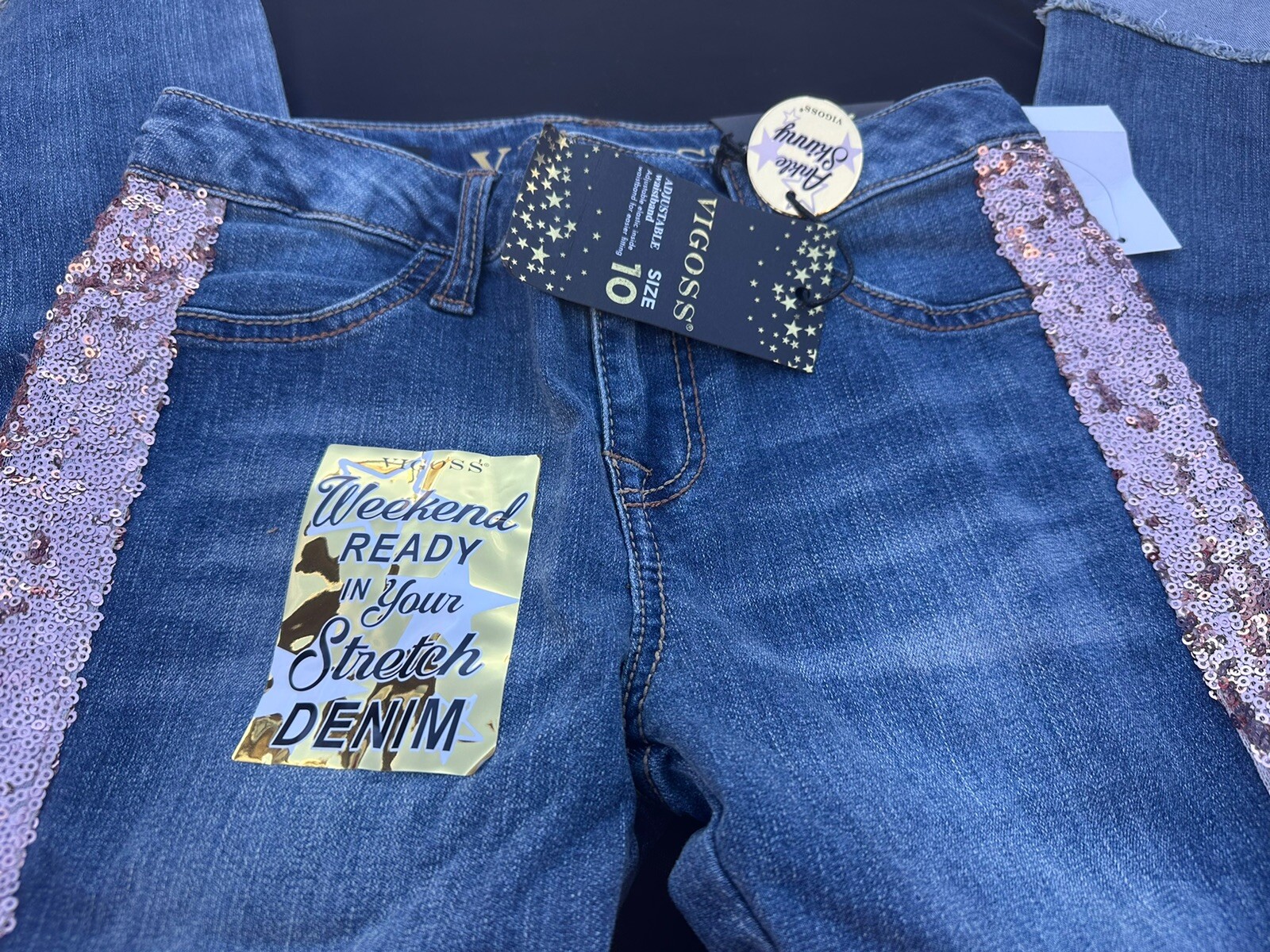 Girls VIGOSS Adjustable Jeans Size 10 Ankle Skinny Stretch NEW