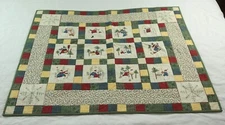 Homemade Flannel Lap Quilt 44" x 36" Winter Snowman Moda? Fabrics Country