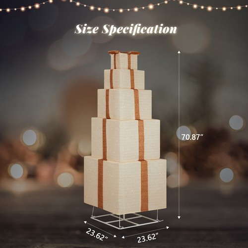 Christmas Decorations 5 Tiers Lighted Gift Boxes with 200 LED for Indoor Outdoor - Picture 2 of 9