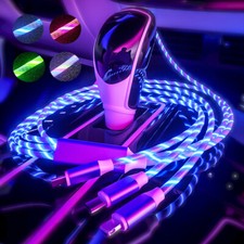 For iPhone Type C Micro USB- 3 in 1 LED light up Mobile Phone Charger Cable