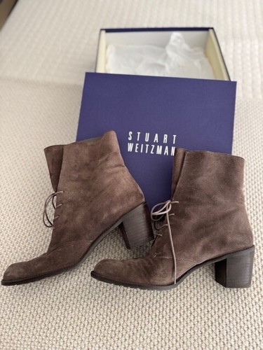 Stuart Weitzman dark grey suede booties