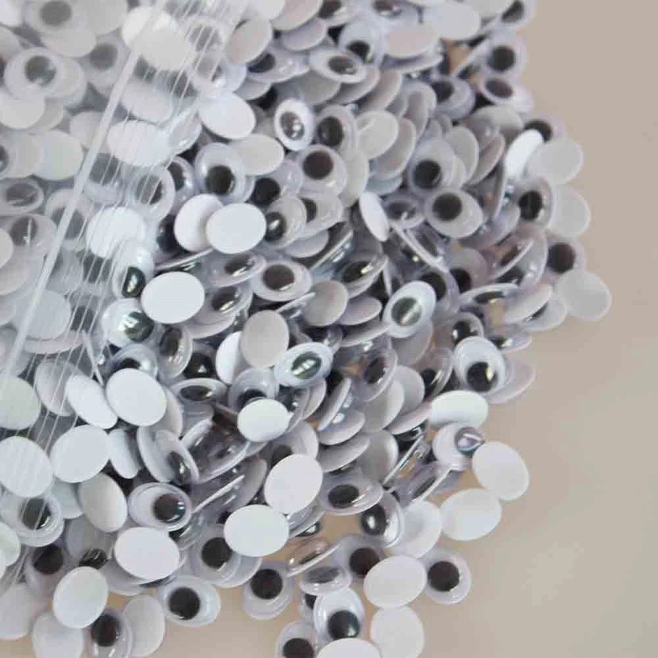 10mm 100pc Joggle Movable Black Eye Wiggly Google Googly Eyes Craft Stick On Art - Image 4 of 4