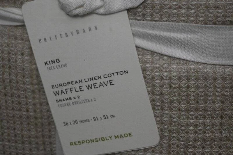 Edredón Waffle Pottery Barn Europeo Lino Lino, King/Cal.King y 2 fundas King Nuevo Foto 4 de 4