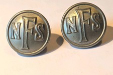 2 Original WW2 NFS National Fire Service White Metal Buttons 25mm