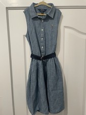 Polo Ralph Lauren Girls Sz 14 Denim Chambray Button Up Shirt Dress Collared EUC