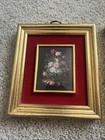 Vintage Wall Art Print Mixed Color Flower Gold Ornate Wood Frame Matted Set Of 2 — photo 2