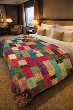 Boho Patchwork Quilt Cotton Bedspread Assorted Color Twin Size Throw