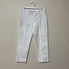 J Jill Essential Cotton Stretch Pants Women's Size 4 White Zip Pockets