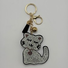 Sparkly Cat Keychain Rhinestone Kitty Bag Charm Purse Pendant