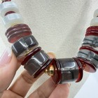 Monet Geometric Beads 1980s Wine Red Smokey Gray Lucite Necklace Statement 15” — photo 5