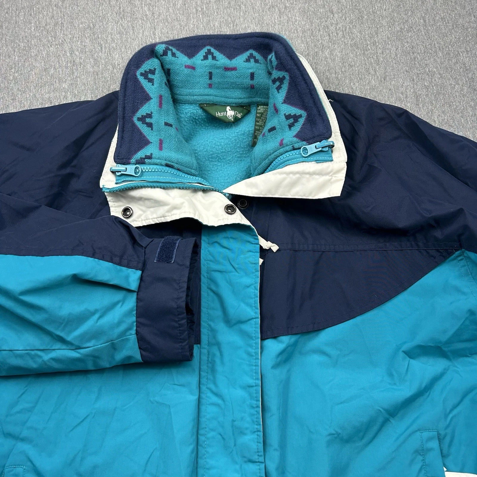 Hunt Club 3 In 1 Ski Jacket Womens Medium Blue Teal White Fleece Full Zip Coat