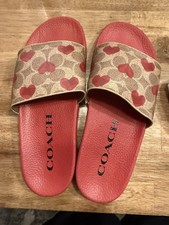 Coach Slides Women Size 8 Udele Valentines Red Heart Slip On