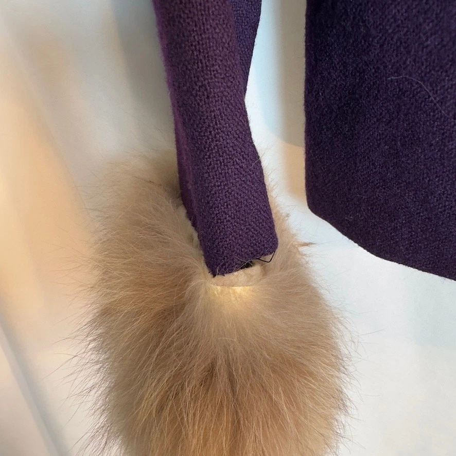 Conjunto de lana púrpura vintage Addé Originals con puños de piel real falda y top Foto 4 de 4