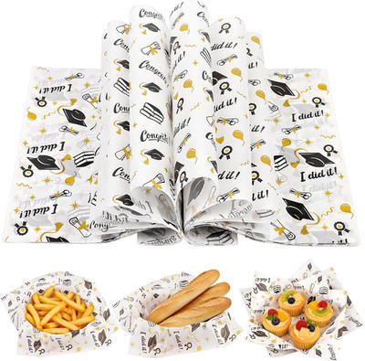 150Pcs Graduation Wax Paper,9.8 X 9.8 Inch Congrats Grad Food Deli Paper Grad Ca