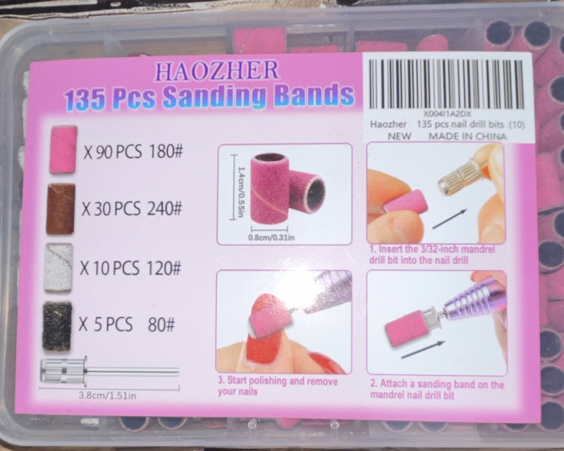 HAOZHER 135pc Sanding Bands Set w/ Mandrel Drill Bit & Case 80/120/180/240