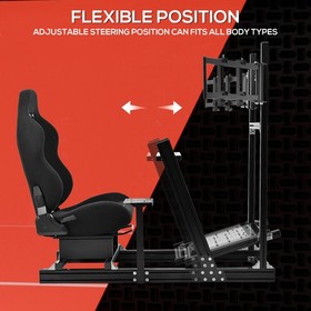 Supllueer 4080 Aluminum Racing Simulator Cockpit With Triple Monitor Mount &Seat