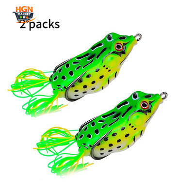 Froschköder 2 Stück Soft Tube Bait Kunststoff Angelköder mit Haken Top Wasser Weich 3D