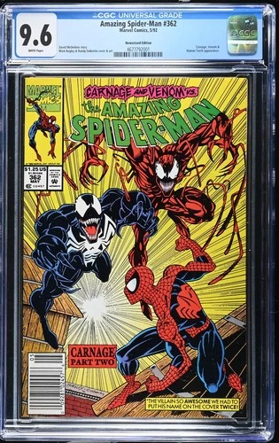 Amazing Spider-Man #362 CGC 9.6 White Pages Newsstand Carnage Venom Marvel