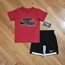 NEW Nike Jordan Little Boy Cotton Tee  Short Set, Red sz 5 
